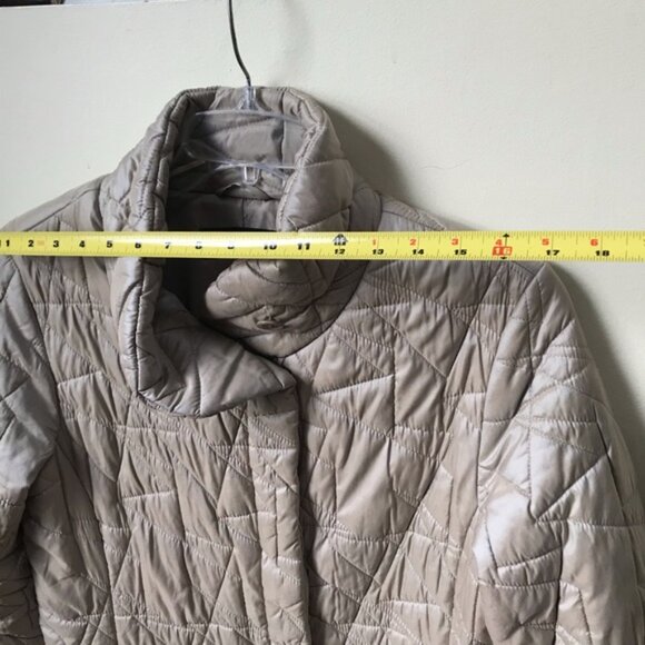 Jones New York Pearl Dual Tone Parka Jacket Coat Down Winter Cozy Tan Pockets M - Picture 8 of 16